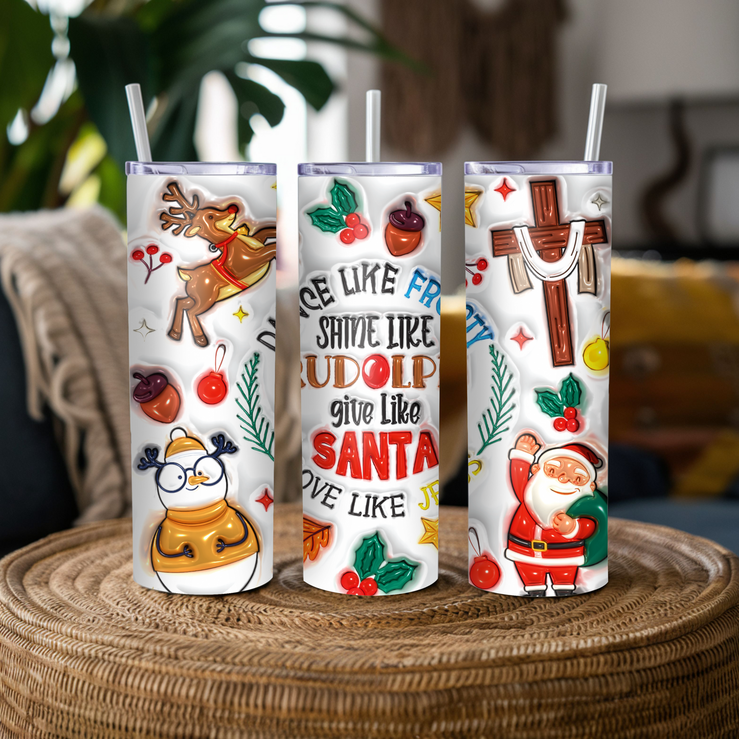 Rudolph-Santa 20oz Skinny Tumbler